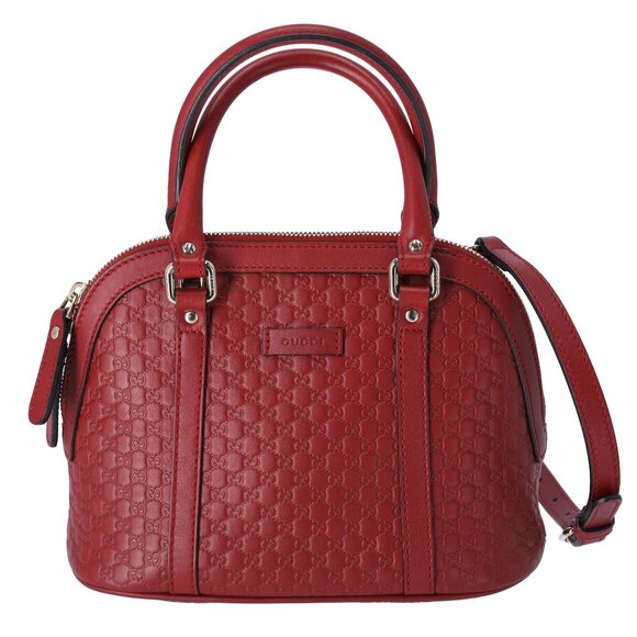 GUCCI Guccissima Micro GG Small Dome Handbag 449654 Red Leather - Picture 1 of 9